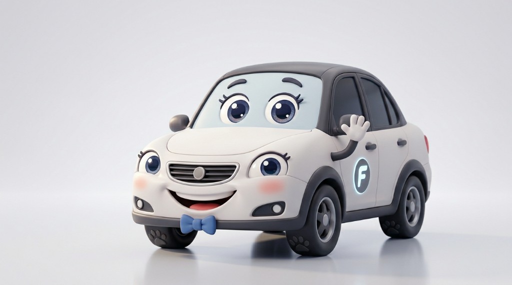 BUDDY 번호판 흰색 캐릭터 세단 스튜디오