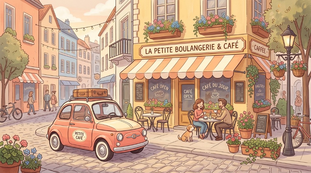 La Petite Boulangerie 앞 오렌지 빈티지 차